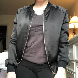 Black/army green reversible bomber jacket